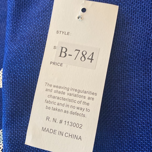 Isla Bonita Dark Blue Silver Sequined Anchors Woven Lined Beach Tote NWT - Picture 7 of 7